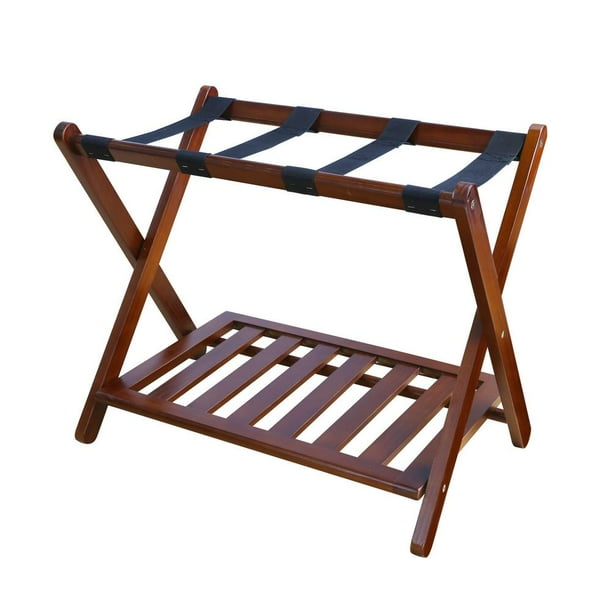 Walnut Luggage Rack High Back 26.5 H x 16 D x 24.25 W Inches Walnut Luggage Rack High Back 26.5 H x 16 D x 24.25 W Inches